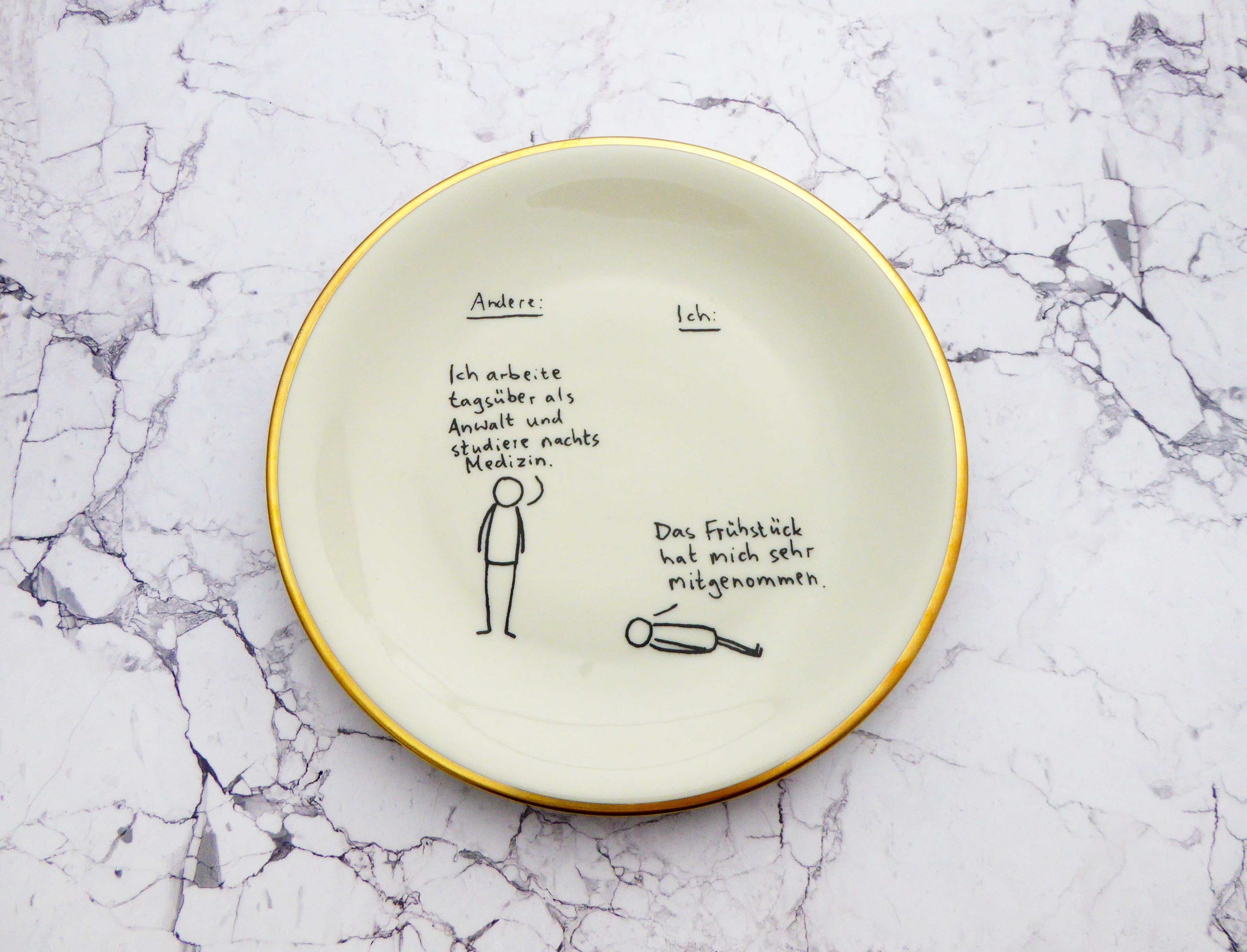 Wandteller @kriegundfreitag Typo Frühstück vintage Herr Fuchs Teller Gold 19cm