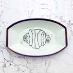 Wandplatte Franzbrötchen vintage Herr Fuchs Teller Blau/Gold 22cm Hamburg Wohnen eckig