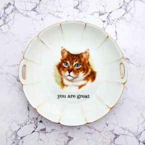 Wandteller Platte you are great Typo Katze Herr Fuchs Bögen Gold 26cm vintage