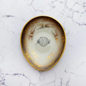 Wandteller Franzbrötchen vintage Herr Fuchs Teller Schwarz Gold 12cm Hamburg Wohnen oval