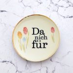Wandteller Typo Da nich für Herr Fuchs mini 11cm Gold Bunt Blume vintage schnack