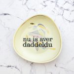Wandteller daddeldu Typo Herr Fuchs mini 11cm gold plattdeutsch vintage oval Muster