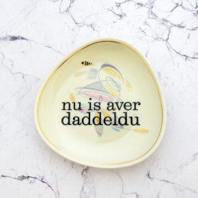 Wandteller daddeldu Typo Herr Fuchs mini 11cm gold plattdeutsch vintage oval Muster