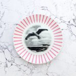 Wandteller Teller Herr Fuchs Möwe Rosa Streifen Wohnen 19cm vintage