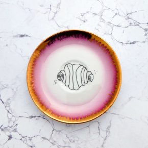 Wandteller Franzbrötchen vintage Herr Fuchs Teller Rosa/Gold 14cm Hamburg Wohnen