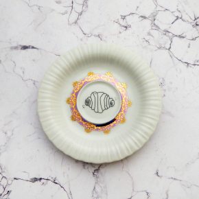 Wandteller Herr Fuchs Franzbrötchen Gold lila mini 11cm vintage Hamburg