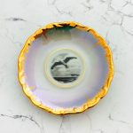 Wandteller Möwe lila/türkis Goldrand vintage Herr Fuchs Metallic 12cm Meer