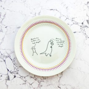 Wandteller @kriegundfreitag Typo Dinosaurier vintage Herr Fuchs Teller 19cm