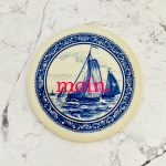Wandteller Typo moin. vintage Herr Fuchs mini neonpink 7cm blau/weiß Schiff