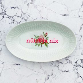 Wandteller Platte Typo nützt ja nix vintage Herr Fuchs neonpink 23cm Blume bunt
