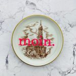 Wandteller Typo moin. vintage Herr Fuchs mini Michel neonpink 10cm St. Michaelis Kirche Hamburg