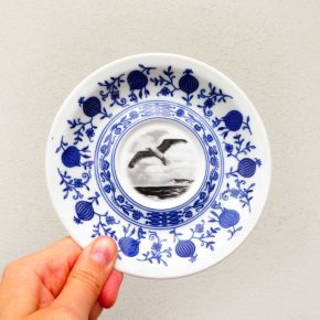 Wandteller Möwe vintage Herr Fuchs Zwiebelmuster weiß/blau 14cm medi