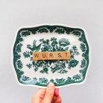 Wandteller Platte Wurst Vintage Typo Herr Fuchs 20cm Wohnen Wedgwood Scrabble  vintage