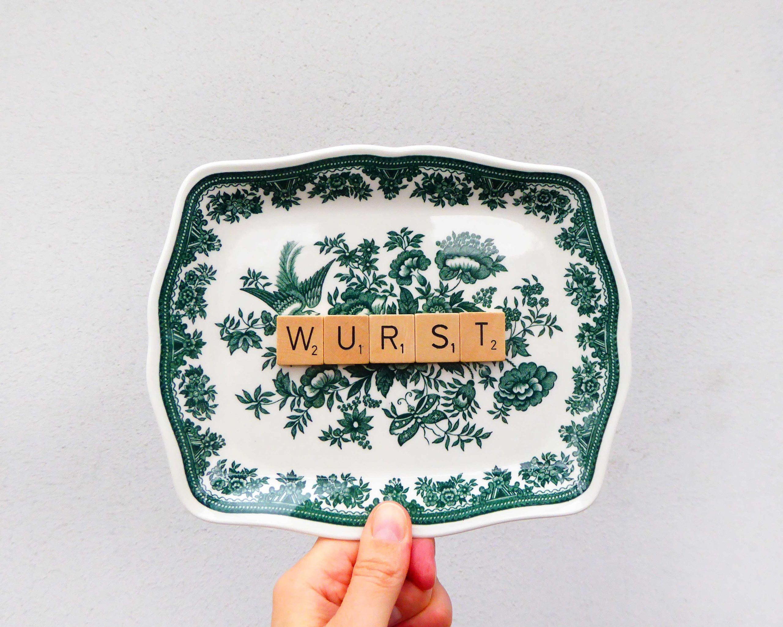 Wandteller Platte Wurst Vintage Typo Herr Fuchs 20cm Wohnen Wedgwood Scrabble vintage