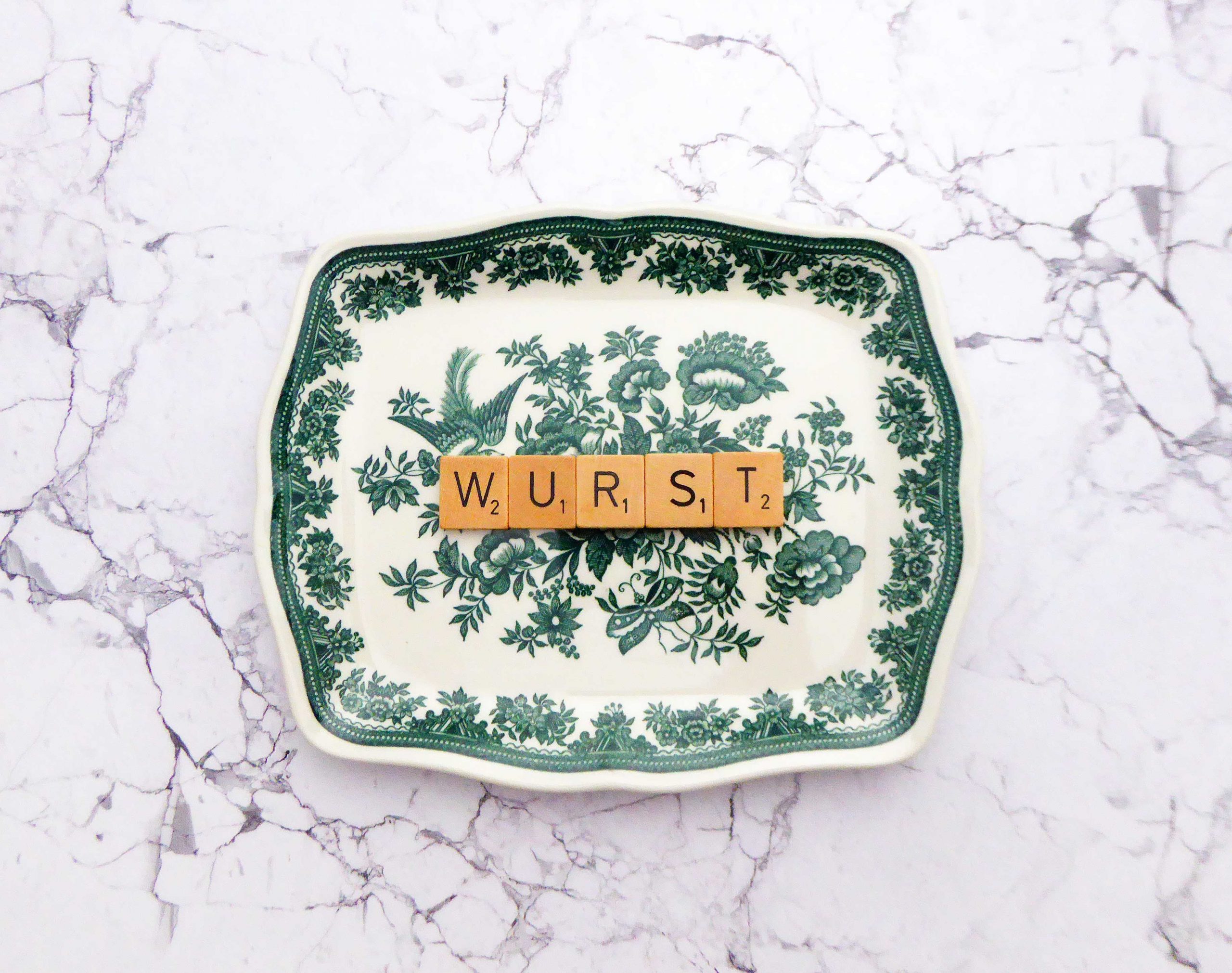 Wandteller Platte Wurst Vintage Typo Herr Fuchs 20cm Wohnen Wedgwood Scrabble vintage – Bild 3