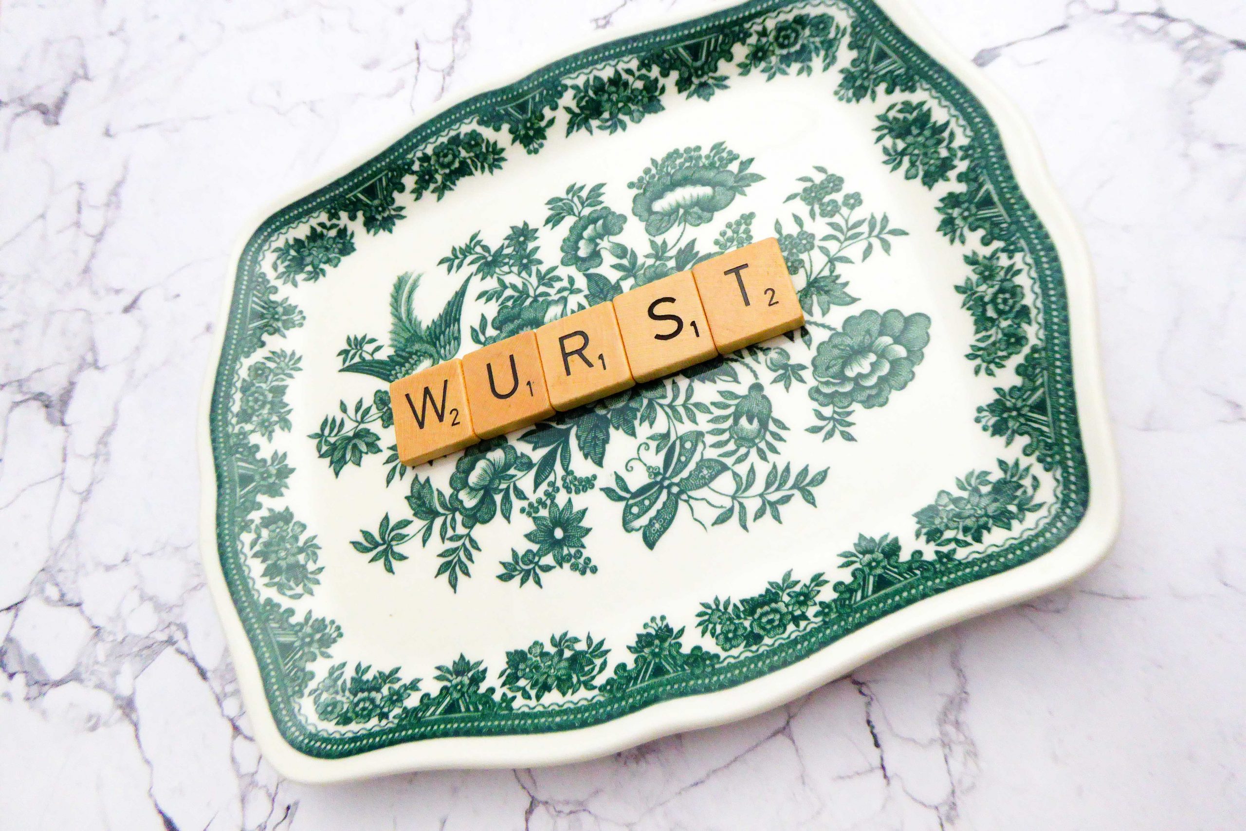 Wandteller Platte Wurst Vintage Typo Herr Fuchs 20cm Wohnen Wedgwood Scrabble vintage – Bild 2