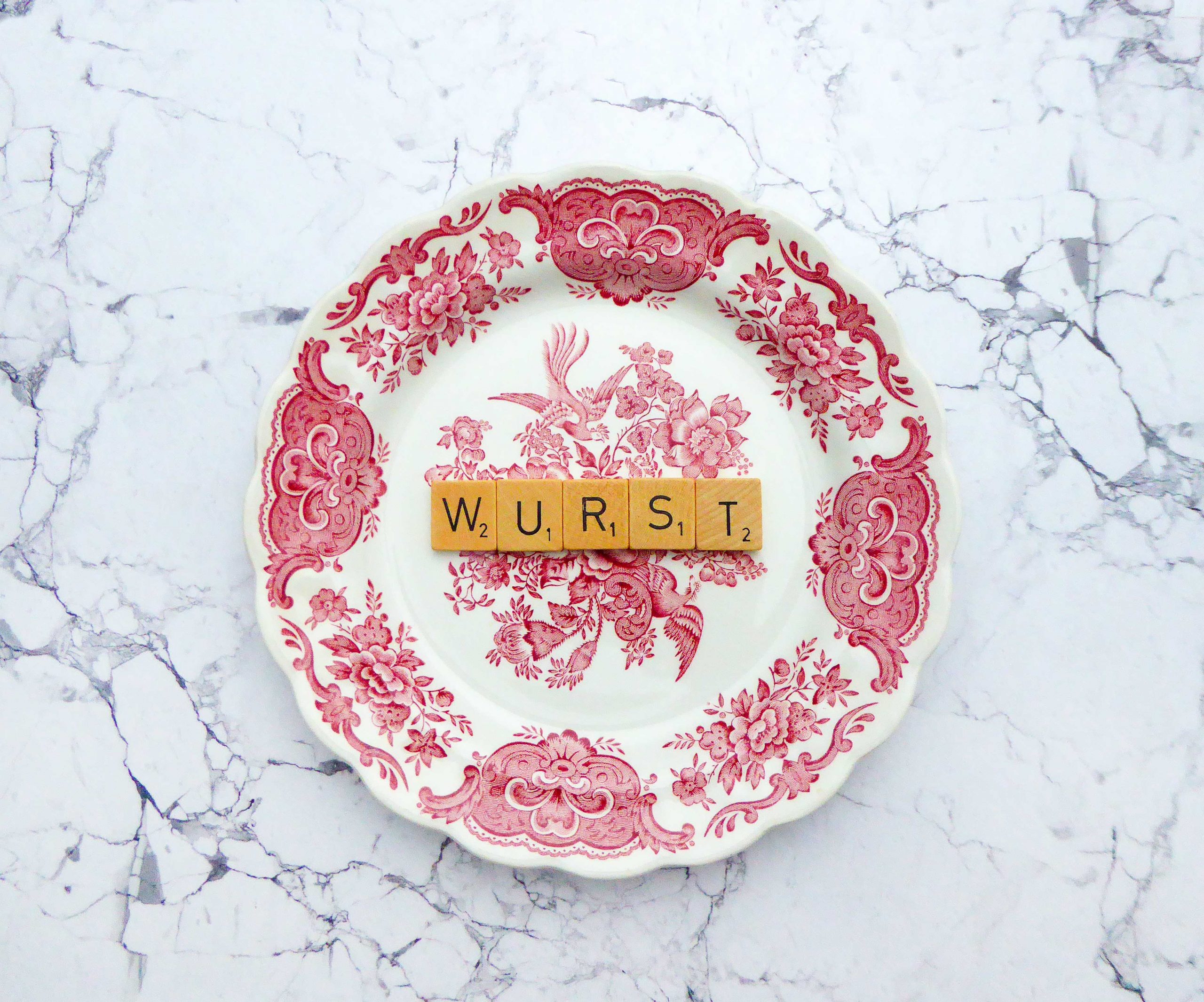 Wandteller Wurst Vintage Typo Herr Fuchs 19cm Wohnen Wedgwood Scrabble vintage rot – Bild 2