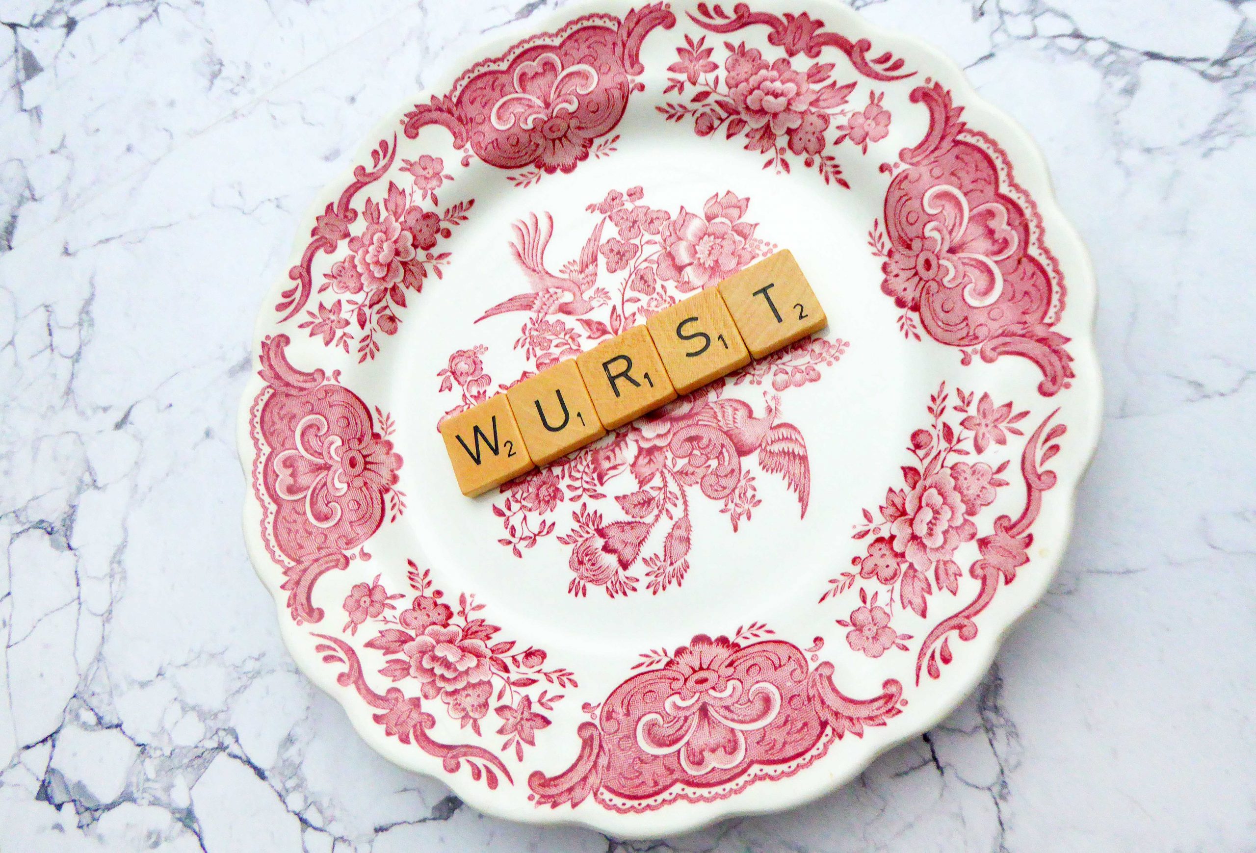 Wandteller Wurst Vintage Typo Herr Fuchs 19cm Wohnen Wedgwood Scrabble vintage rot – Bild 3