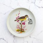 Wandteller Herr Fuchs Typo da nich für mini Vogel 10cm vintage schnack gelb