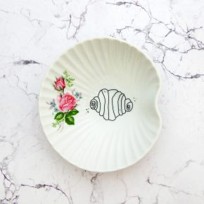 Wandteller Franzbrötchen vintage Herr Fuchs Teller Muschel Blume 14cm Hamburg Wohnen