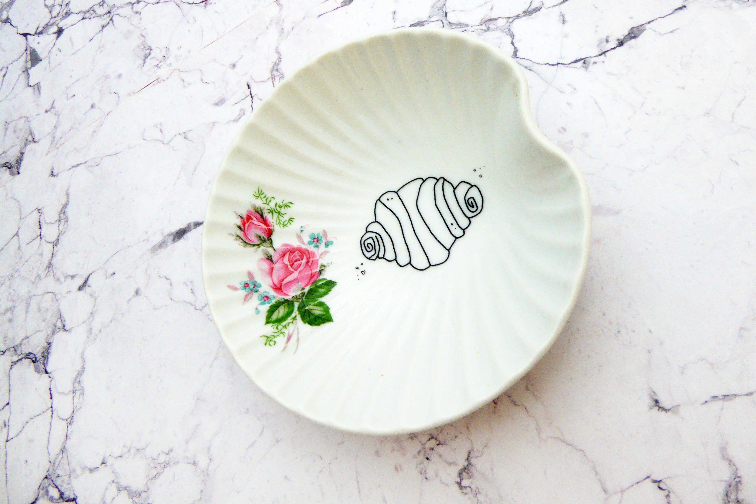 Wandteller Franzbrötchen vintage Herr Fuchs Teller Muschel Blume 14cm Hamburg Wohnen – Bild 2