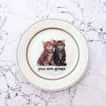 Wandteller Typo you are great Herr Fuchs  Katze 19cm vintage Katzen