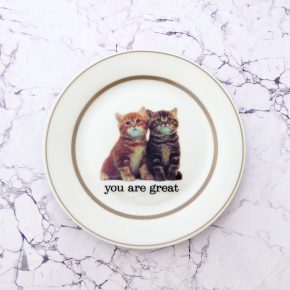 Wandteller Typo you are great Herr Fuchs  Katze 19cm vintage Katzen