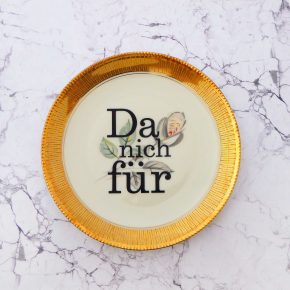 Wandteller Typo Da nich für vintage Herr Fuchs Teller Gold Bunt 19cm Blume schnack