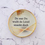 Wandteller Do wat du wullt Typo Herr Fuchs mini 11cm Muster vintage plattdeutsch