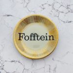 Wandteller Fofftein Typo Herr Fuchs mini 12cm gold Blume plattdeutsch breiter Goldrand