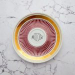 Wandteller Franzbrötchen vintage Herr Fuchs Teller Rot Gold 14cm Hamburg Wohnen Streifen