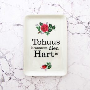 Wandteller Herr Fuchs Typo Tohuus Rosen Wohnen 18cm Platte Blume rosa vintage plattdeutsch