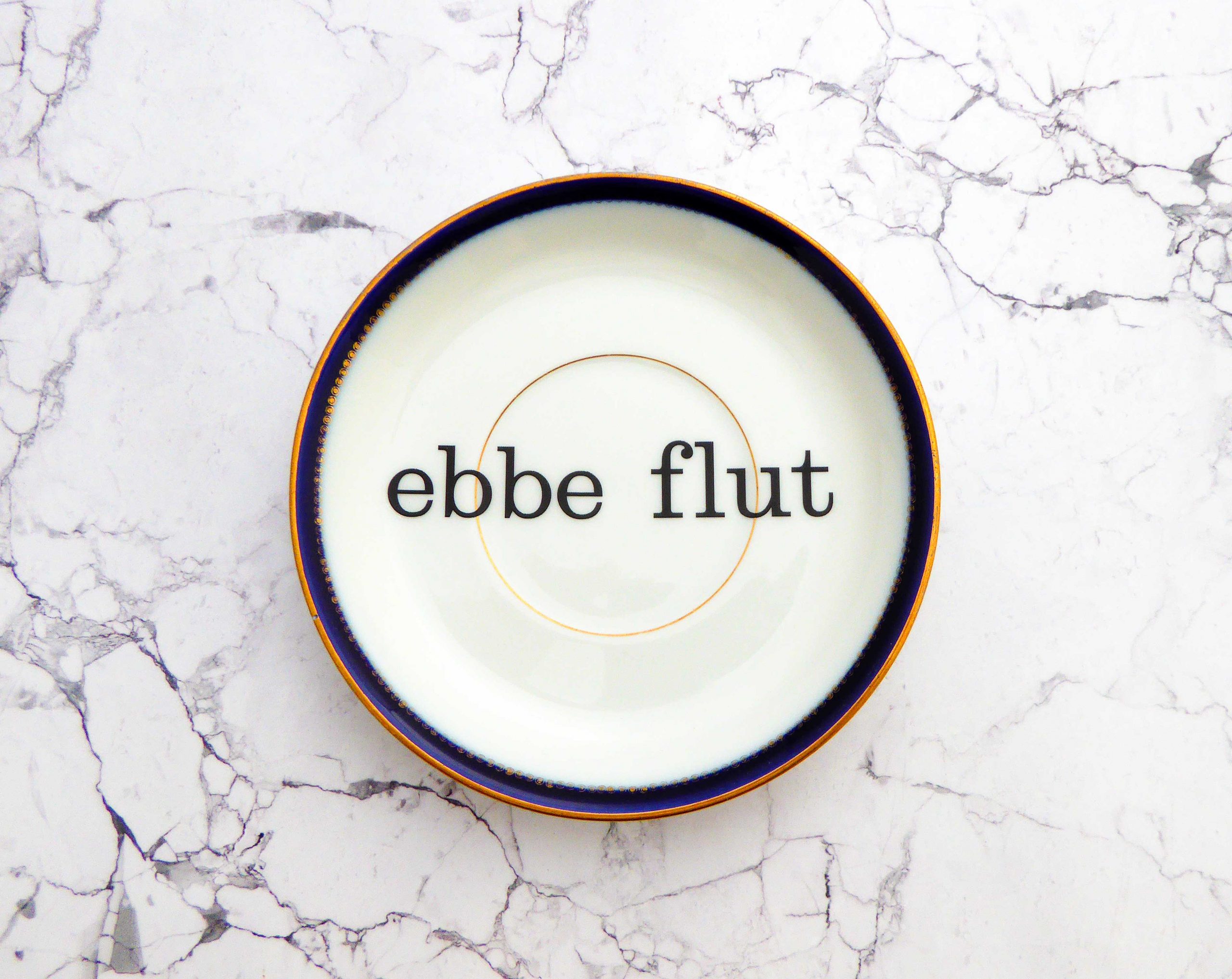 Wandteller Ebbe Flut Typo Herr Fuchs mini 14cm gold blau Meer Gezeiten vintage