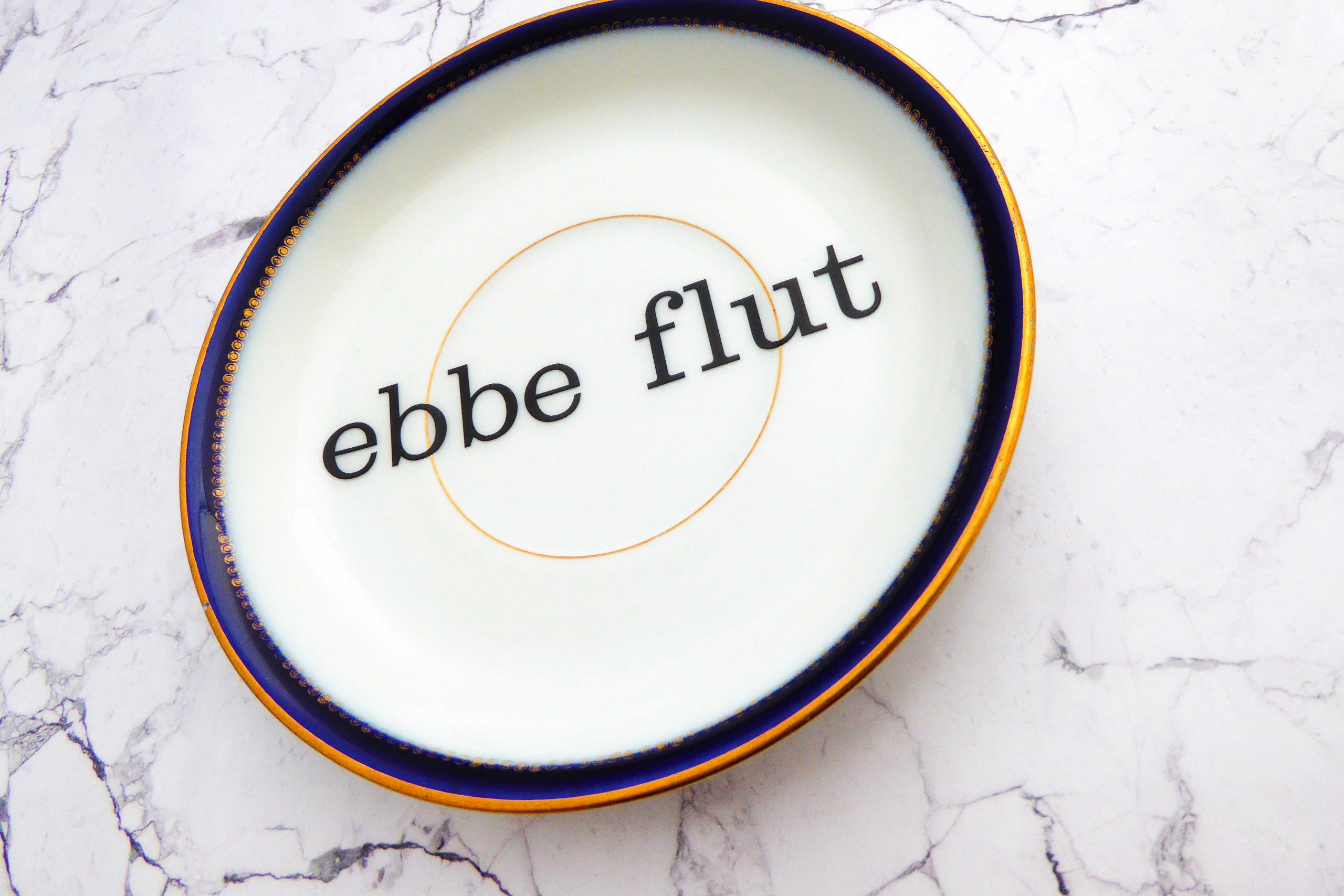 Wandteller Ebbe Flut Typo Herr Fuchs mini 14cm gold blau Meer Gezeiten vintage – Bild 2