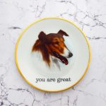 Wandteller Herr Fuchs Typo you are great Hund 15cm wohnen vintage Lassie Gold