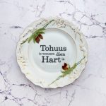 Wandteller Herr Fuchs Typo Tohuus Gold plattdeutsch Zapfen Wald 15 vintage