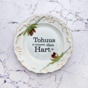 Wandteller Herr Fuchs Typo Tohuus Gold plattdeutsch Zapfen Wald 15 vintage