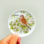 Wandteller Herr Fuchs yeah Typo Wohnen Vogel mini  10cm vintage Buchfink
