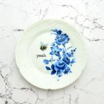 Wandteller Herr Fuchs yeah Typo Wohnen Hummel 15cm vintage weiß blau Blume