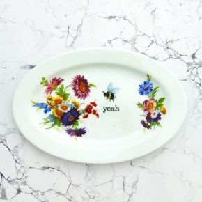 Wandplatte Herr Fuchs yeah Typo Wohnen Hummel 22cm vintage Blume Bunt