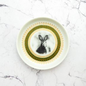 Wandteller Herr Fuchs Hase vintage gold Muster grün 9cm Wohnen