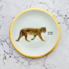 Wandteller Herr Fuchs Typo nützt ja nix 19cm Tiger gold Wohnen vintage Tier