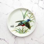 Wandteller Herr Fuchs nö Typo Wohnen Vogel mini  10cm vintage nein Bunt Eisvogel
