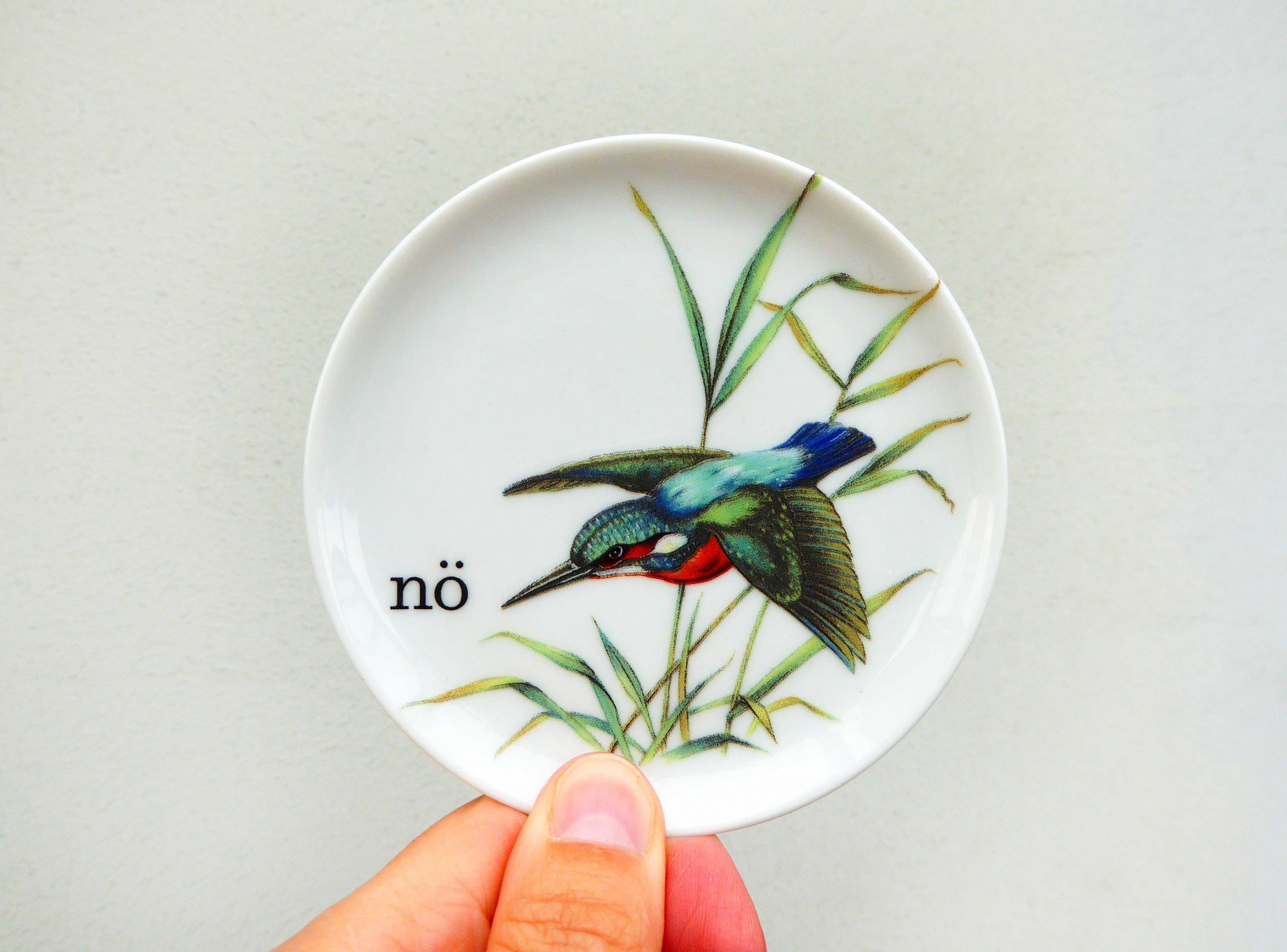 Wandteller Herr Fuchs nö Typo Wohnen Vogel mini 10cm vintage nein Bunt Eisvogel – Bild 2