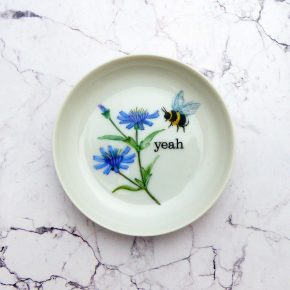 Wandteller Herr Fuchs yeah Typo Wohnen Hummel mini 10cm vintage Blume blau