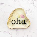 Wandteller oha Typo Herr Fuchs mini 10cm Blume bunt Schnack vintage Gold oval
