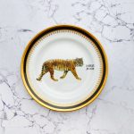 Wandteller Tiger Typo nützt ja nix Herr Fuchs mini 15cm Gold Schwarz Muster vintage