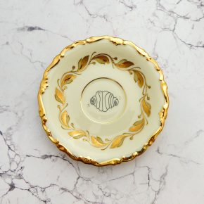 Wandteller Franzbrötchen vintage Herr Fuchs Teller Gold 12cm Blätter Hamburg Wohnen Muster