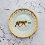 Wandteller Tiger Typo nützt ja nix Herr Fuchs mini 15cm Gold Muster vintage