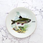 Wandteller Herr Fuchs Typo yeah 18cm Fisch gold Wohnen Meer vintage Grün Fische